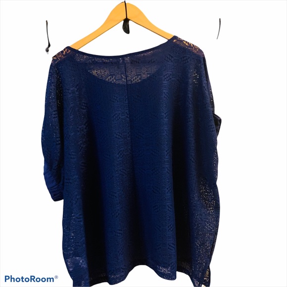 ⭐️ Anthropologie Akemi + Kin Navy Blue Lace Top - Picture 3 of 5